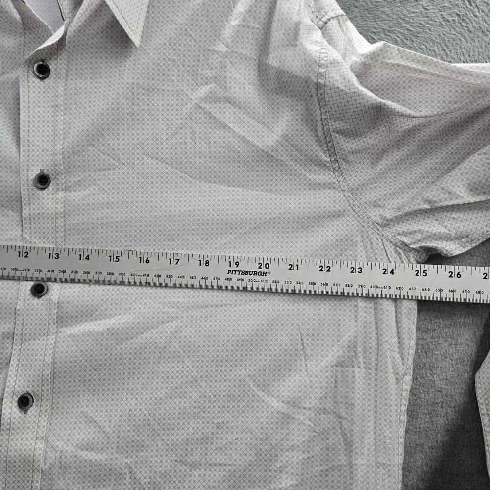 7 Diamonds‎ Men Button Up Shirt XXL Gray Geometric Long Sleeve
